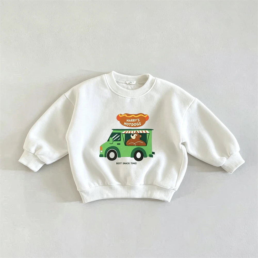 Cartoon Fashion Clothing Long-sleeved Tops Outer Wear Children New Design Cute Printed Tops Boys Loose Casual Autumn Clothes