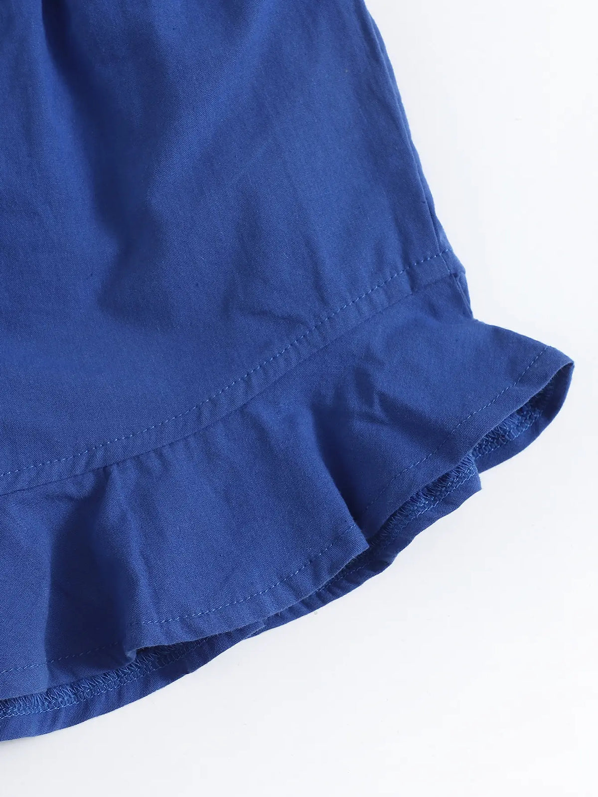 Girls' dark blue ruffled shorts - comfortable elastic waist design
