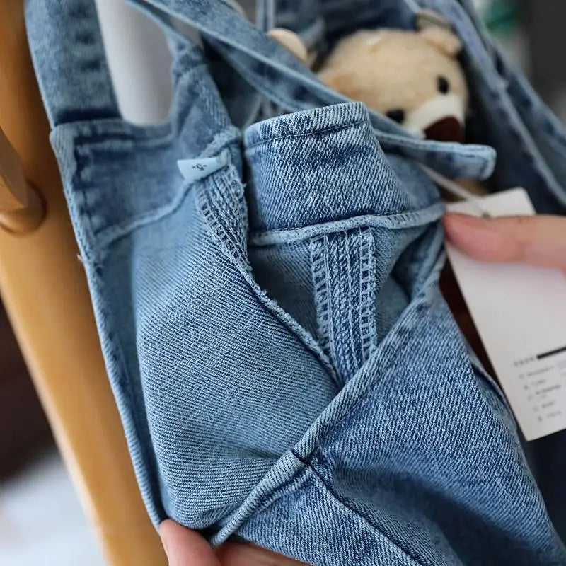 Baby Girls Jeans Pants Spring and Autumn Children's Denim Pants Boys and Girls Casual Denim Strap Pants 0-6 Years
