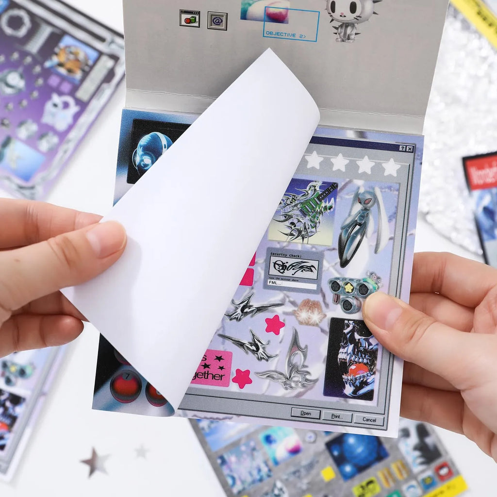 JIAMEI 30sheets Retro and Future Series Kawaii Ins Die Cutting Font Stickers Book DIY Diary Clipbook Aesthetics Stickers