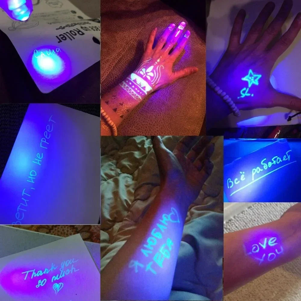 12pcs Invisible Ink Pen Spy Pen with UV Light Magic Marker for Secret Message Treasure Box Prizes Kids Party Favors Toys Gift