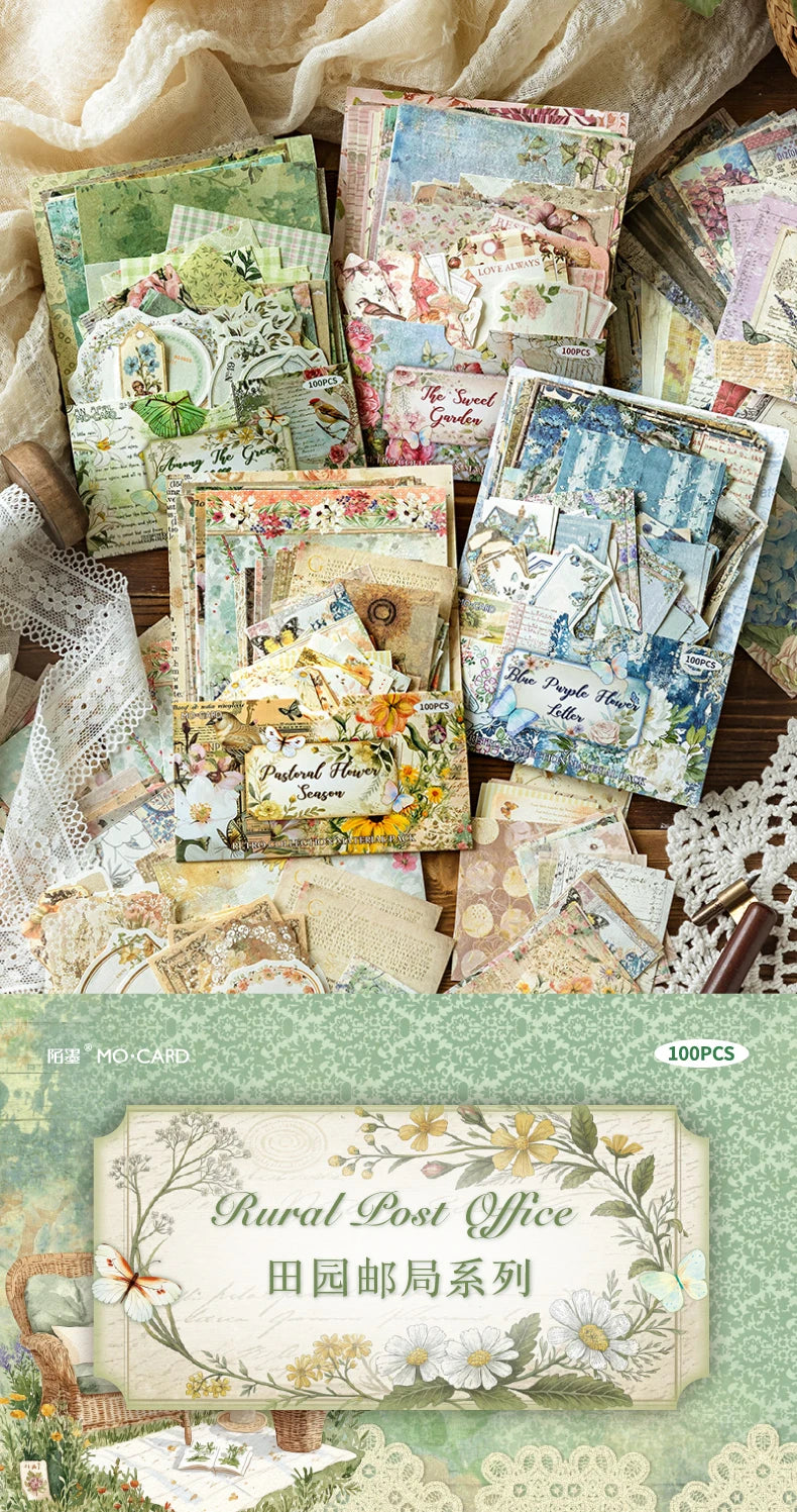400pcs Garden Post Office Collection Light Paper Material Pack DIY Handbook Collage Journal Notebook Scrapbook Envelope
