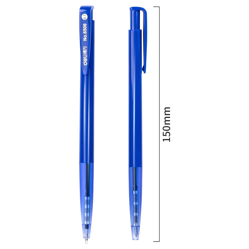 DELI-Bullet Tip Ballpoint Pen Set, Fine Point 0.7mm, Blue Ink, Office and School Supplies, Stationery