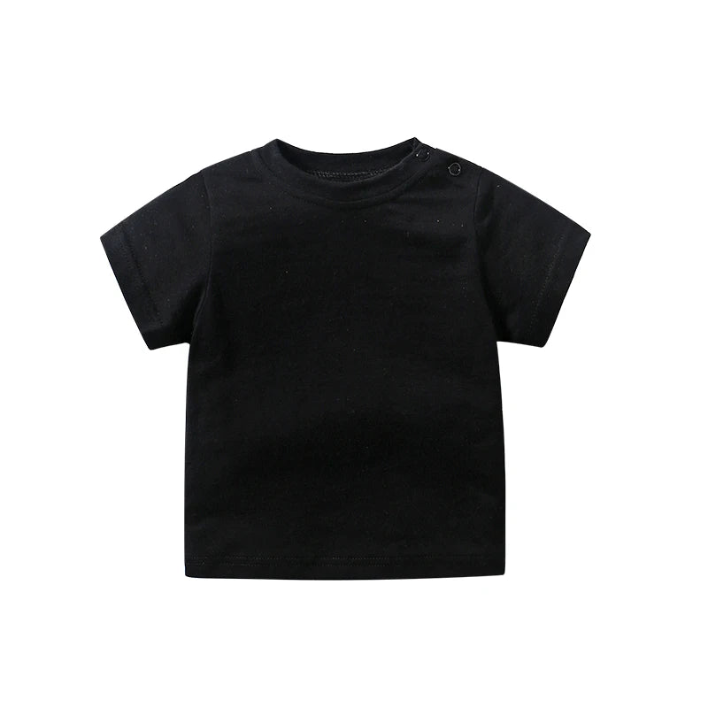 Baby Tops Newborn Boys Girls T-shirt 100% Cotton Clothes 0-24 Months Summer Short Sleeve Shoulder Button Solid Color Infant Tees