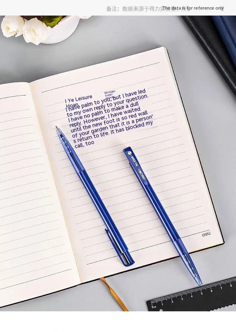 DELI-Bullet Tip Ballpoint Pen Set, Fine Point 0.7mm, Blue Ink, Office and School Supplies, Stationery