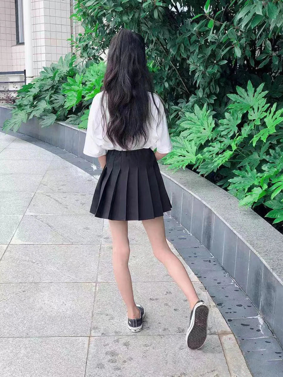 Teen Girl Summer Dress Kids Fashion Solid Color Pleated High Waist A-Line Skirt Children Casual Elastic Waist Mini Skirt Bottoms