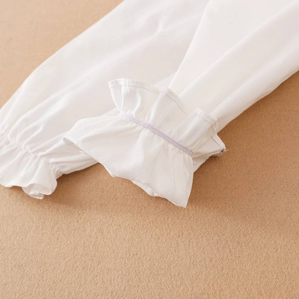 Girls Shirt 2025 Spring Autumn New Arrival Lace Collar Clothes Kids College Style Blouses for 5-12 Years