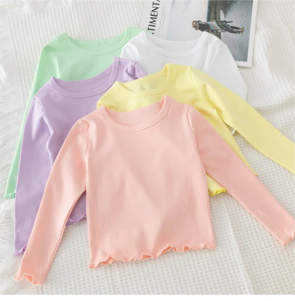 Girls Long Sleeve T-shirts For Children Spring Autumn Cotton T-shirt Tops