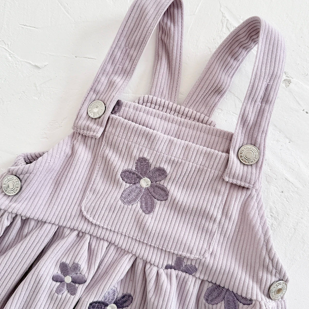 Toddler Infant Girls Denim Dresses Flowers Embroidery Strap Knee-Length Kids' Dresses One-piece 0-3 Years Overall Girl Clothes