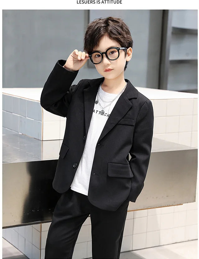 Suits for Boys Spring Autumn Long Sleeve Casual Blazer Jacket Trouser 2pcs School Uniform Teen Kids Clothes Set Children Cosutme