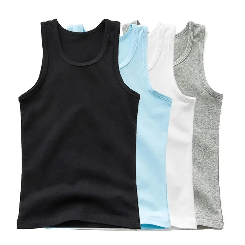 Girls Boys Tank Tops Kids Candy Color Sleeveless Vest 2024 Summer Teenagers Top Tees 3 To 14Yrs Children's Undershirts Clothes