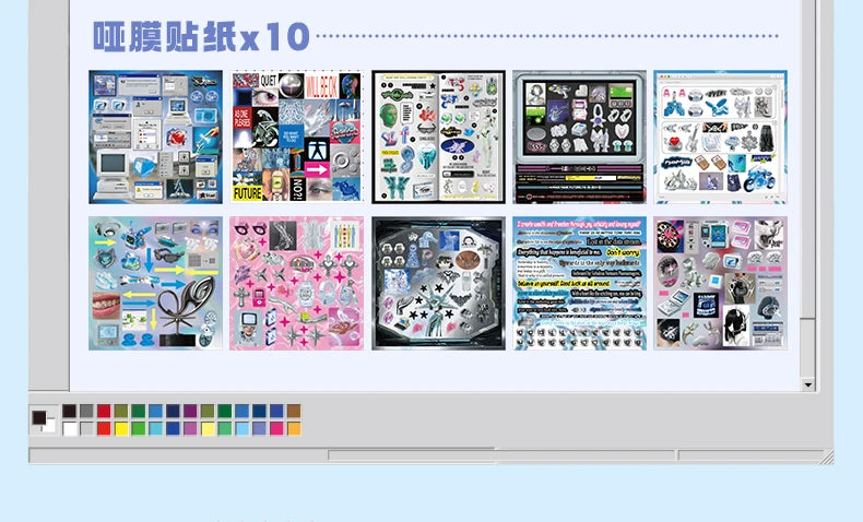 JIAMEI 30sheets Retro and Future Series Kawaii Ins Die Cutting Font Stickers Book DIY Diary Clipbook Aesthetics Stickers