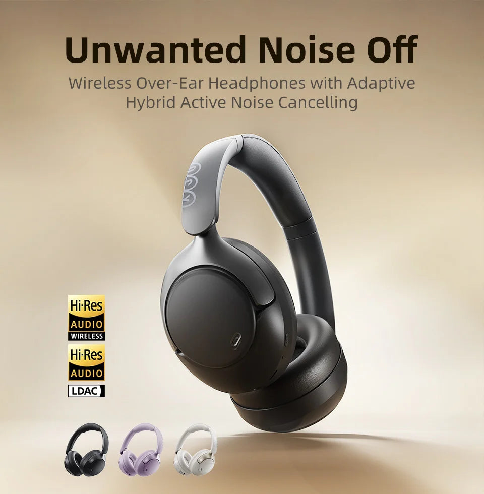 QCY H3 Pro ANC  Wireless Headphones 50dB Noise Canceling Bluetooth 5.4 LDAC Hi-Res Spatial Audio Over-Ear Headset 55H Playtime