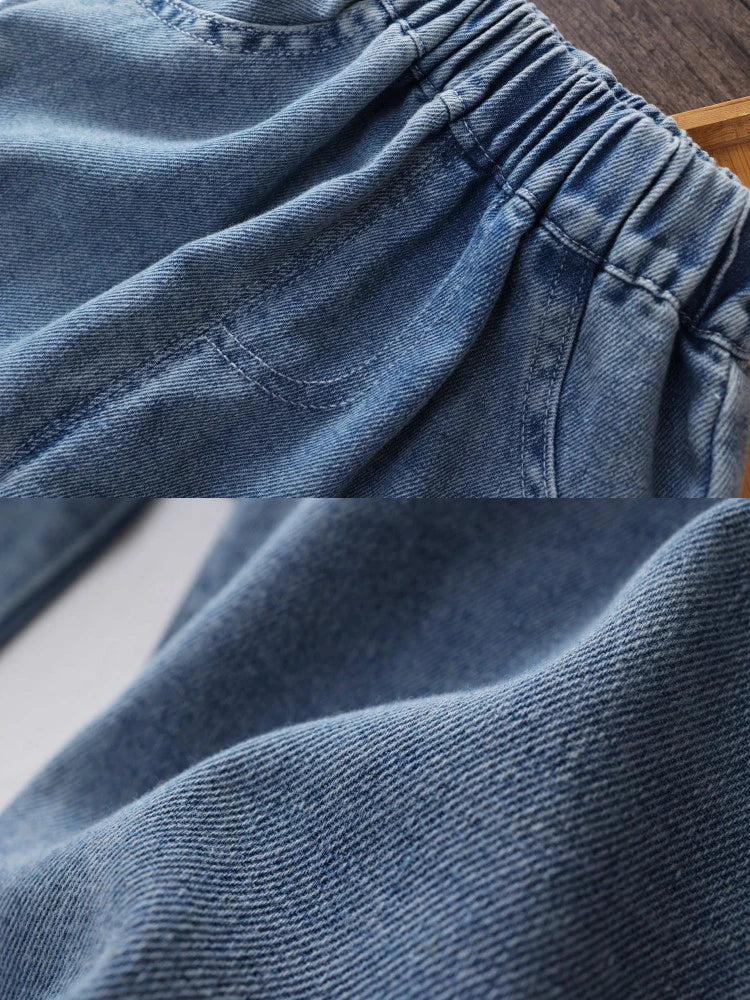 Boys Denim Pants Elastic Waist Trousers Fashion Spring Autumn Teenager Kids Boy Jeans New Sports Casual Clothes 2-12 Years