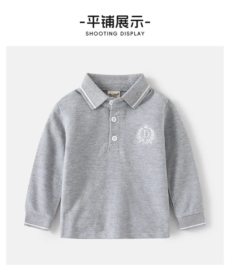 Elegant Boys Polo T-shirts Toddler Kids Tops Long Sleeve Children's Clothes