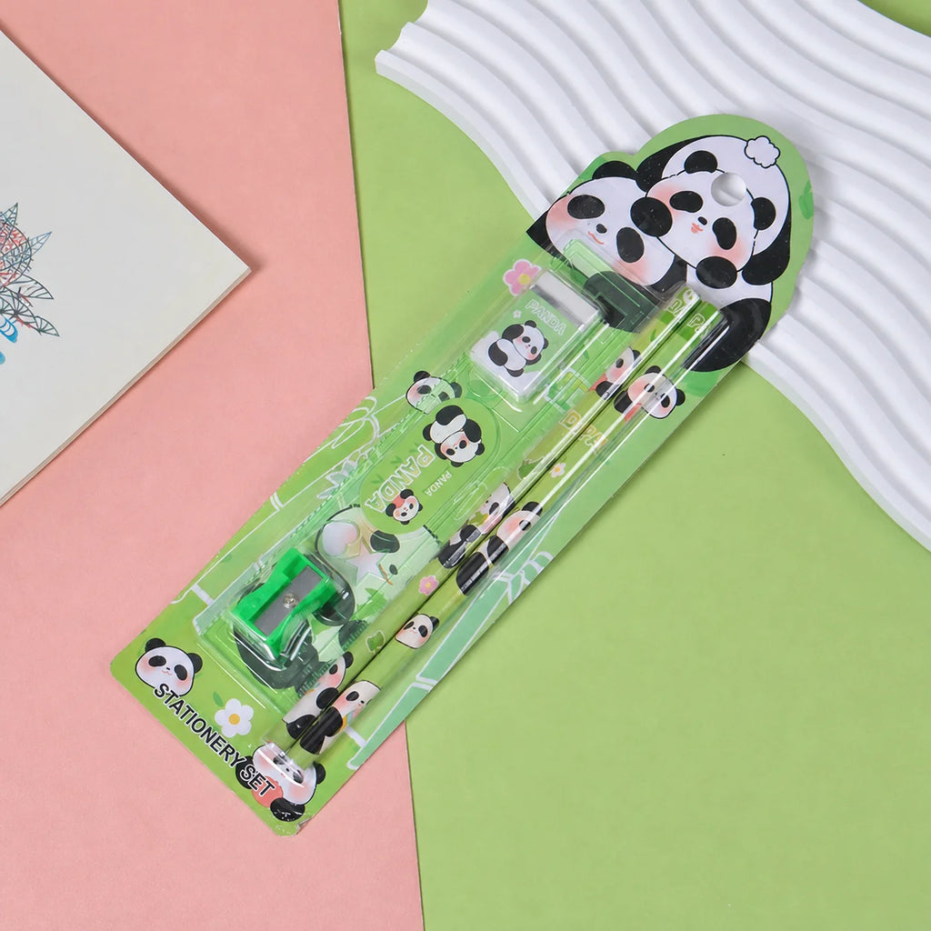 Kids Cartoon 5-Piece Stationery Set Complete Pencil Ruler Eraser Combo Cute Back To School Gift School Office Suppliers