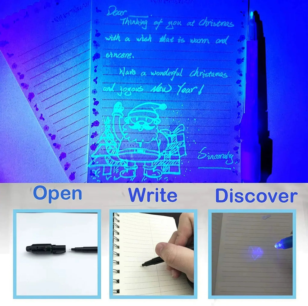 12pcs Invisible Ink Pen Spy Pen with UV Light Magic Marker for Secret Message Treasure Box Prizes Kids Party Favors Toys Gift