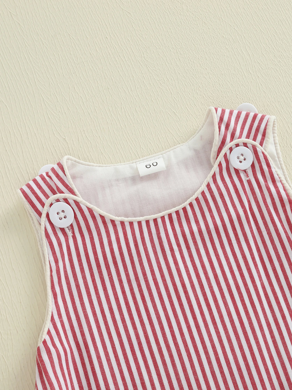 Baby Boy Romper Summer Sleeveless Round Neck Button Shoulder Stripes Print Romper Newborn Overalls