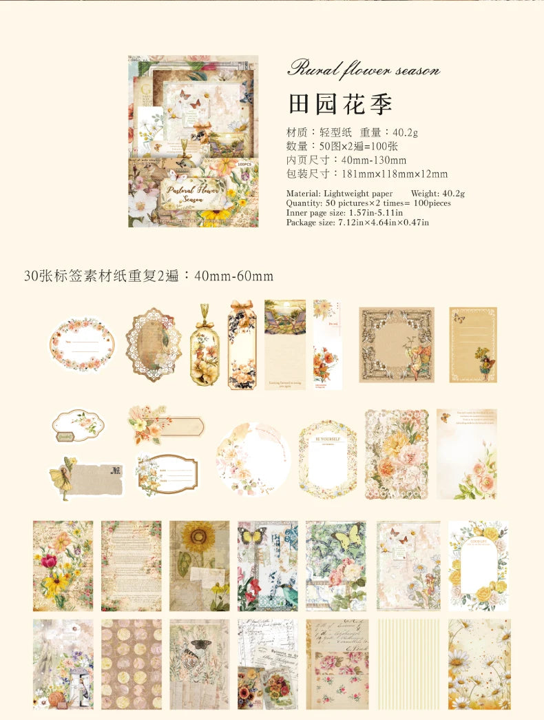400pcs Garden Post Office Collection Light Paper Material Pack DIY Handbook Collage Journal Notebook Scrapbook Envelope