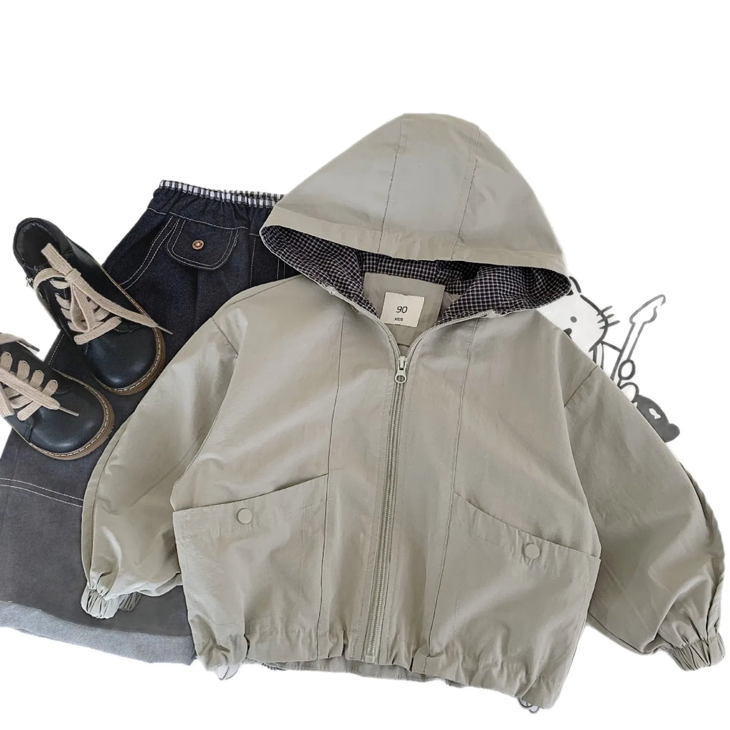 Children Clothes Kids Casual Coat 2025 Autumn New Fashionable Korean Style Boys Solid Color Hooded Jacket Stylish Coat