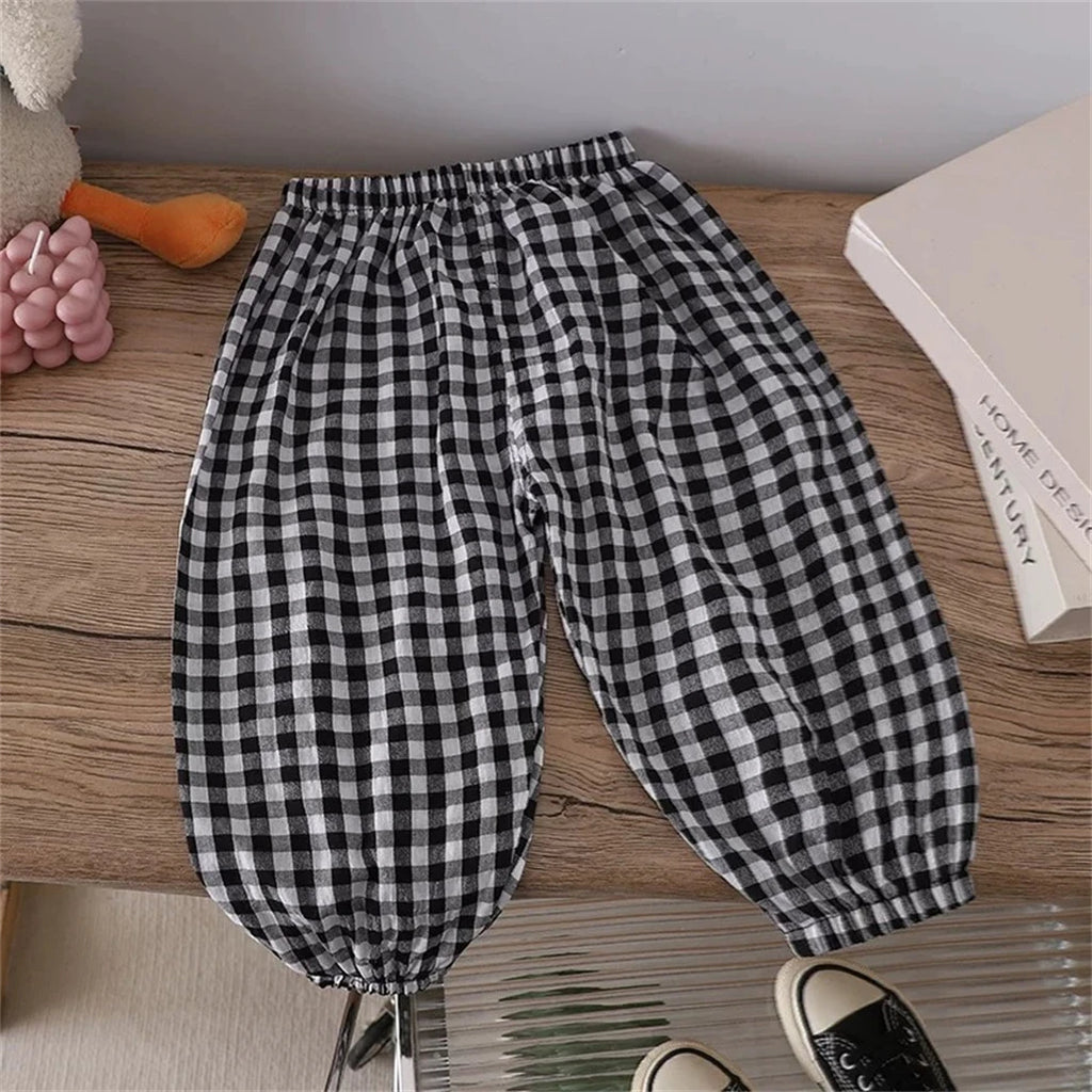 Pink Black Red Pants Outer Wear Kids Thin Loose Casual Trousers 1-6Years Old Child Solid Color Mosquito Pants Spring Summer