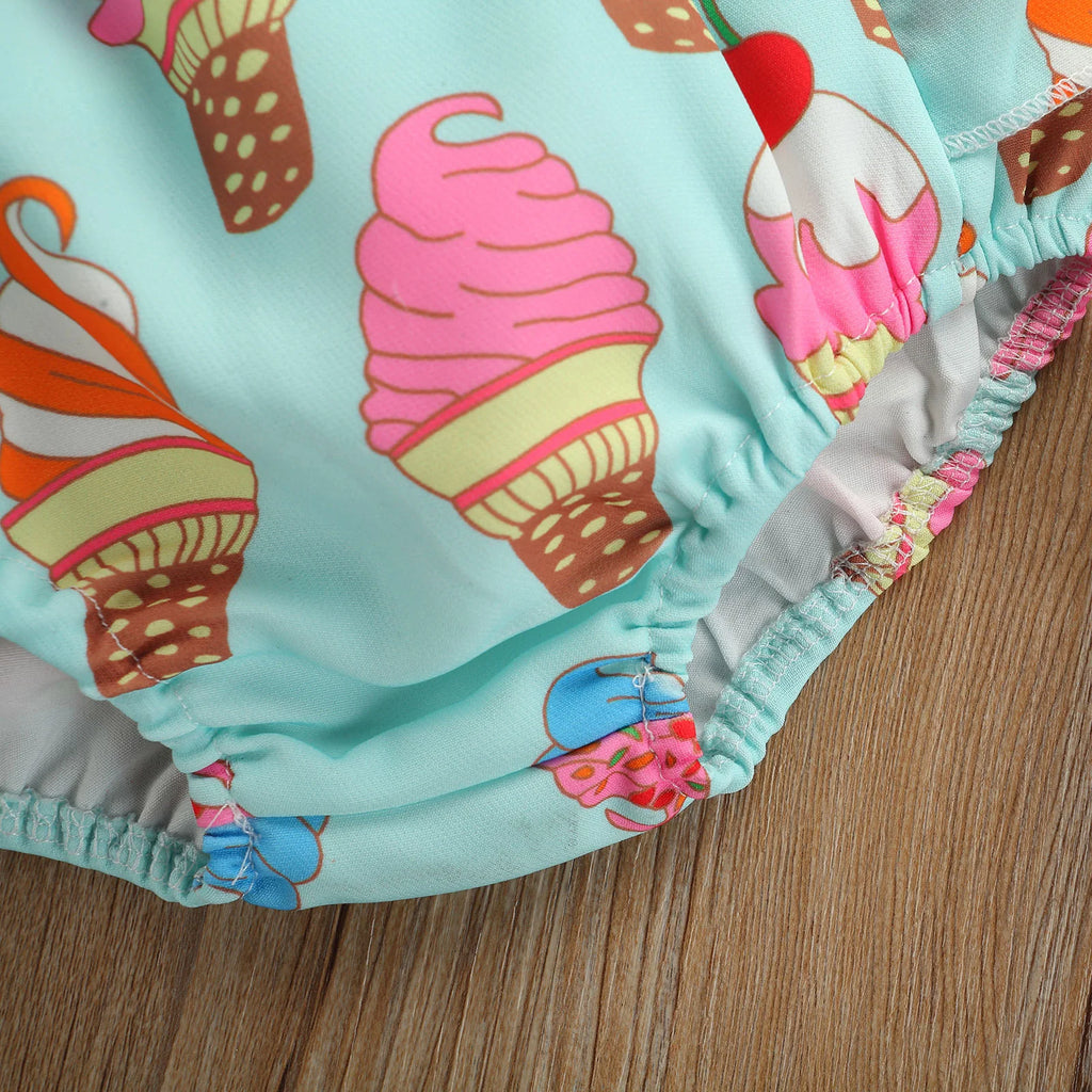 2Pcs Baby Girls Summer Outfits Fly Sleeve Rib Knit Tops Bow Suspender Skirt Set