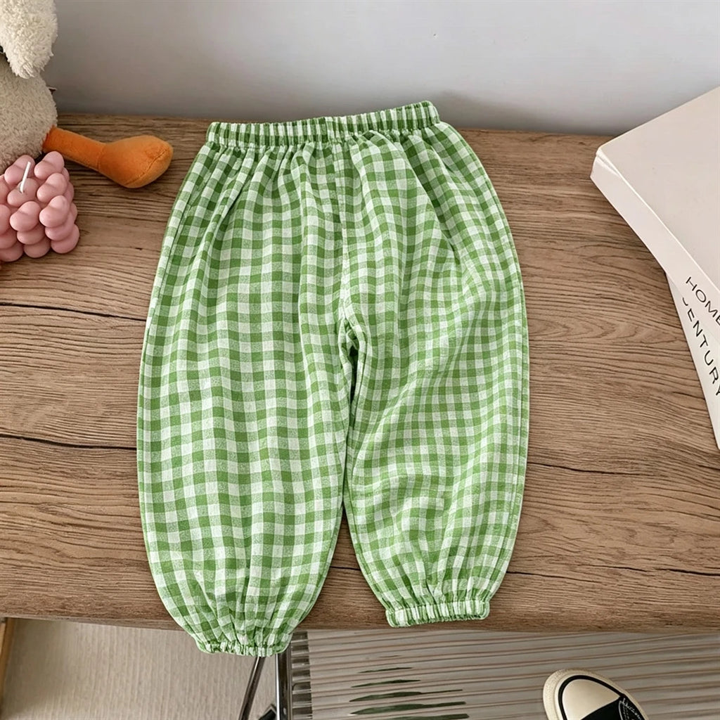 Pink Black Red Pants Outer Wear Kids Thin Loose Casual Trousers 1-6Years Old Child Solid Color Mosquito Pants Spring Summer