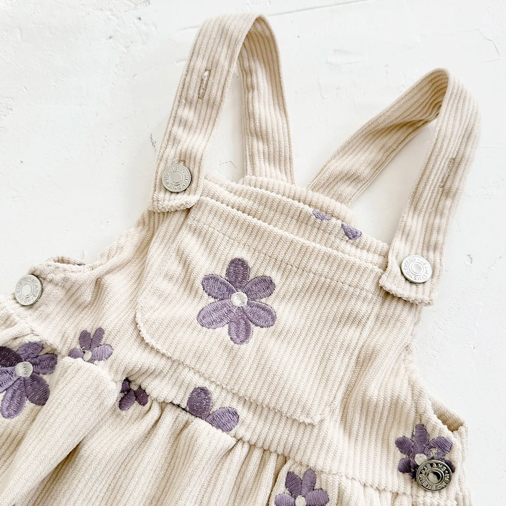 Toddler Infant Girls Denim Dresses Flowers Embroidery Strap Knee-Length Kids' Dresses One-piece 0-3 Years Overall Girl Clothes