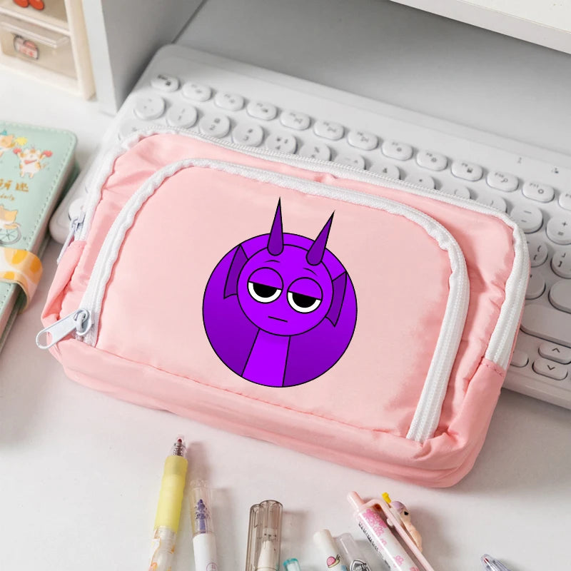 Sprunki Pencil Case Kids Kawaii Stationery Bags Student Back To School Supplies Children Storage Large Capacity Pen Pouch Gift