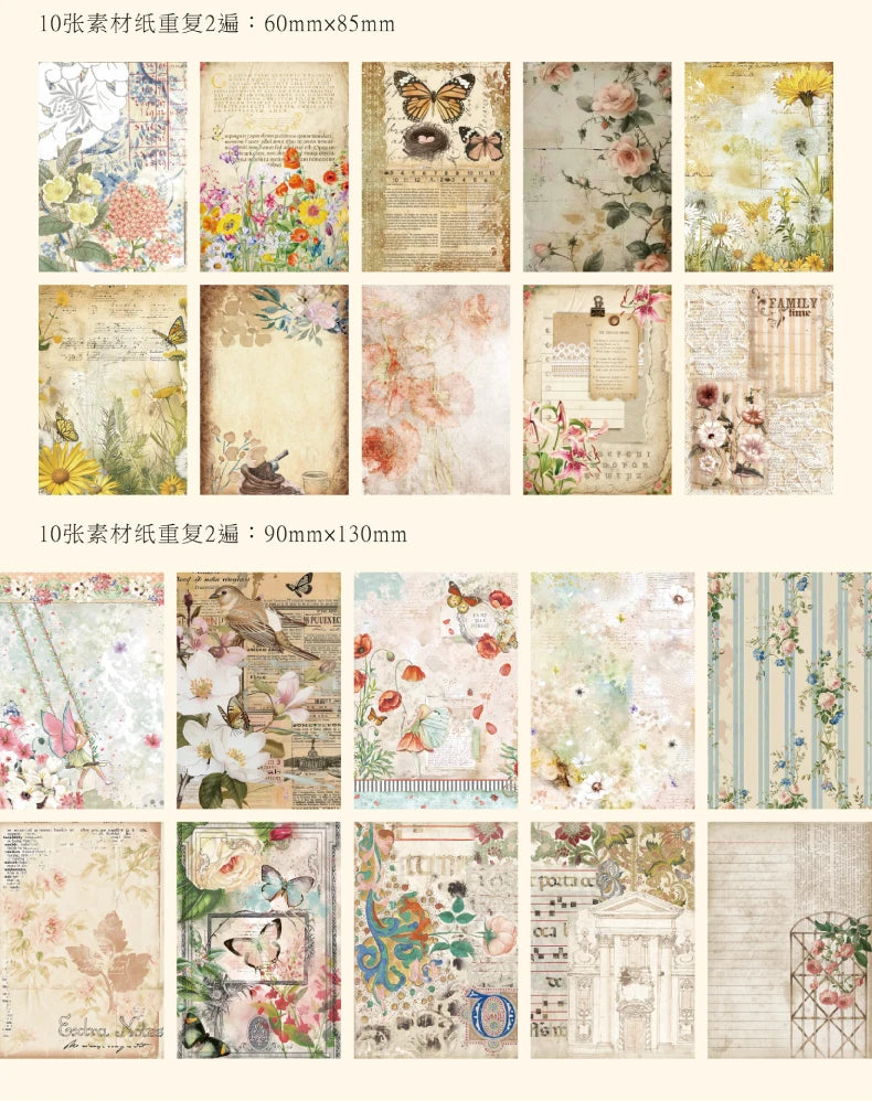 400pcs Garden Post Office Collection Light Paper Material Pack DIY Handbook Collage Journal Notebook Scrapbook Envelope