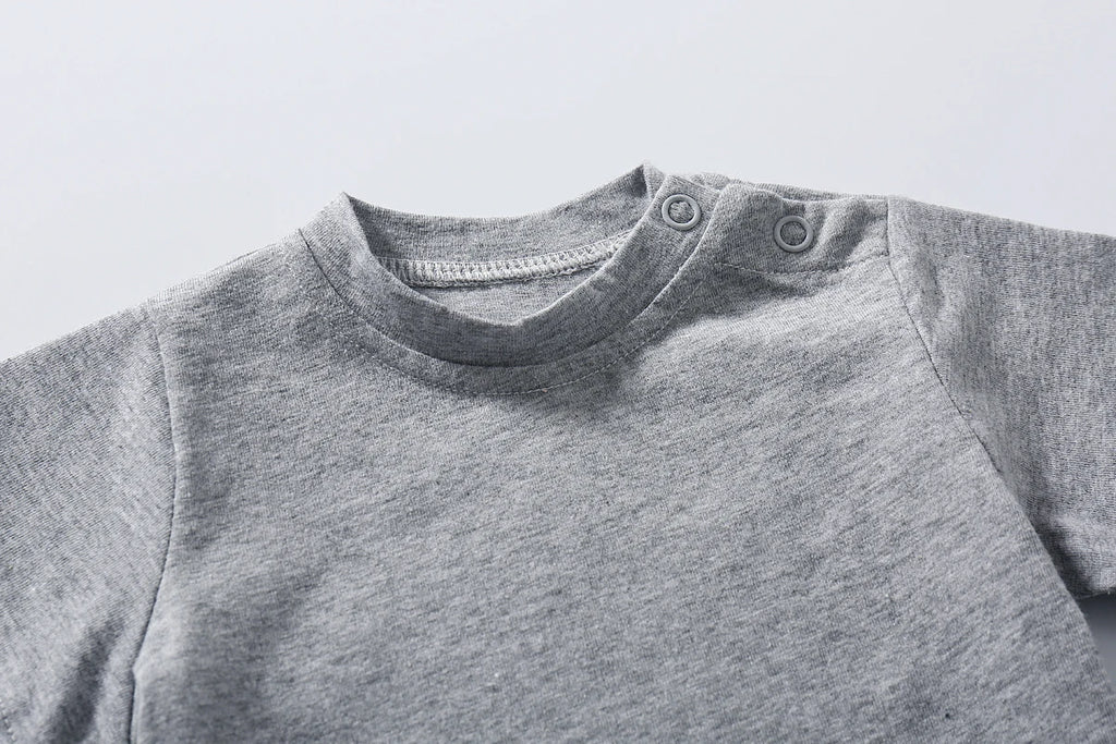Baby Tops Newborn Boys Girls T-shirt 100% Cotton Clothes 0-24 Months Summer Short Sleeve Shoulder Button Solid Color Infant Tees