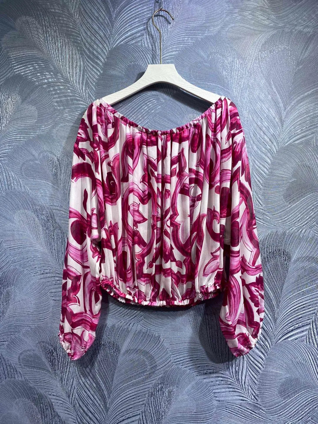 Boho Chic Summer Silk Blouse for Women | Off Shoulder Flowy Beach Vacation Top | Luxury Designer Loose Fit Printed Shirt