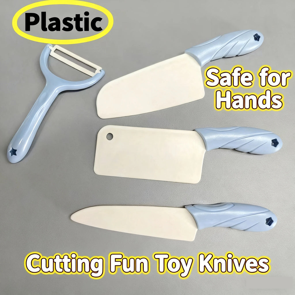 Kids Cooking Set 7Pieces Simulate Montessori Kitchen Tools Toddler Pretend Play Safe Board Fun Cutting Fruit with Knife Cutting