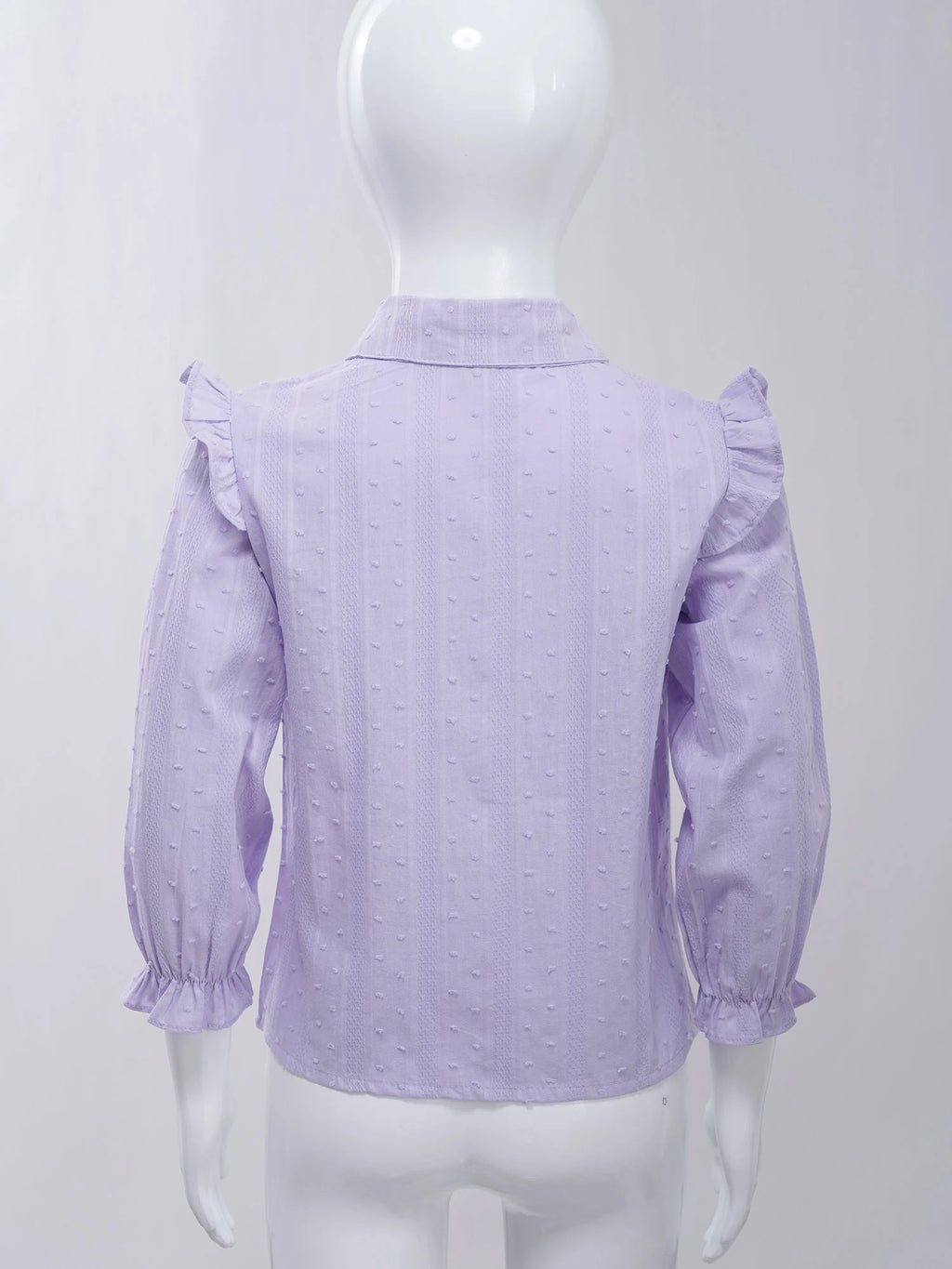 Kids Girls Shirts Spring Autumn Cotton Cute Lace Trim Collar Solid Color Puff Sleeve Bowknot Blouse Tops Casual School Uniform