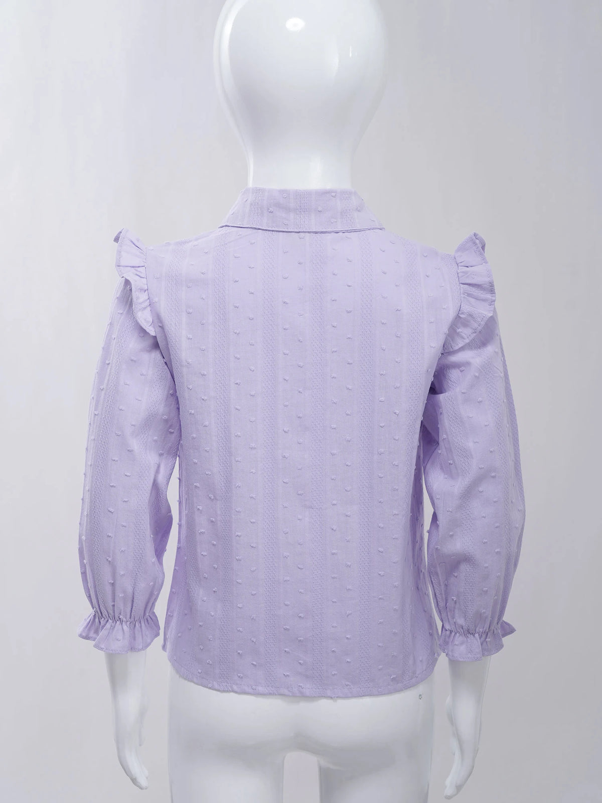 Kids Girls Shirts Spring Autumn Cotton Cute Lace Trim Collar Solid Color Puff Sleeve Bowknot Blouse Tops Casual School Uniform