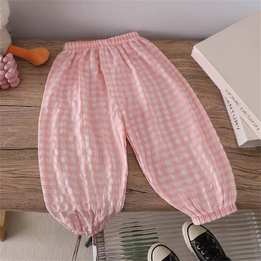Pink Black Red Pants Outer Wear Kids Thin Loose Casual Trousers 1-6Years Old Child Solid Color Mosquito Pants Spring Summer