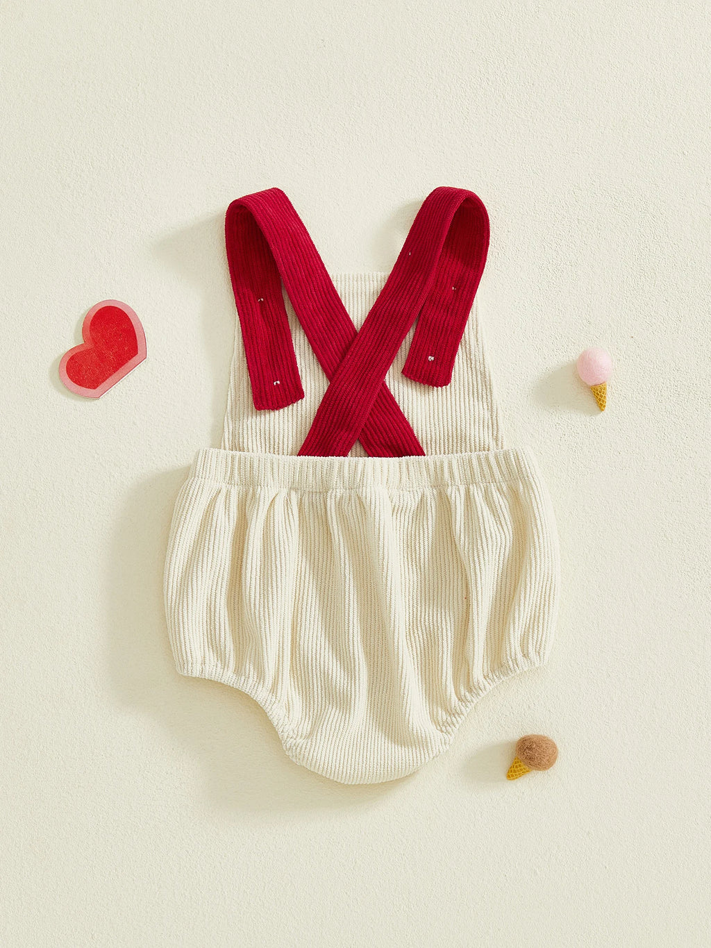 My First Valentines Day Baby Girl Boy Outfit Newborn Love Heart Romper Corduroy Sleeveless Bodysuit 0-18 Months