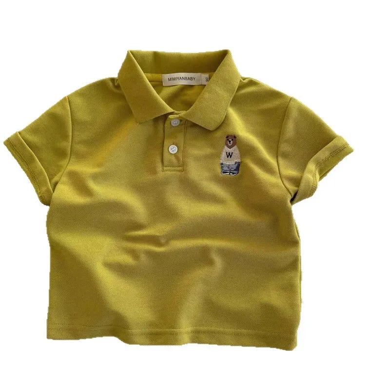 Cute Toddler Boys Polo T-shirts Bear Kids Tops Tees Summer Children's Clothes