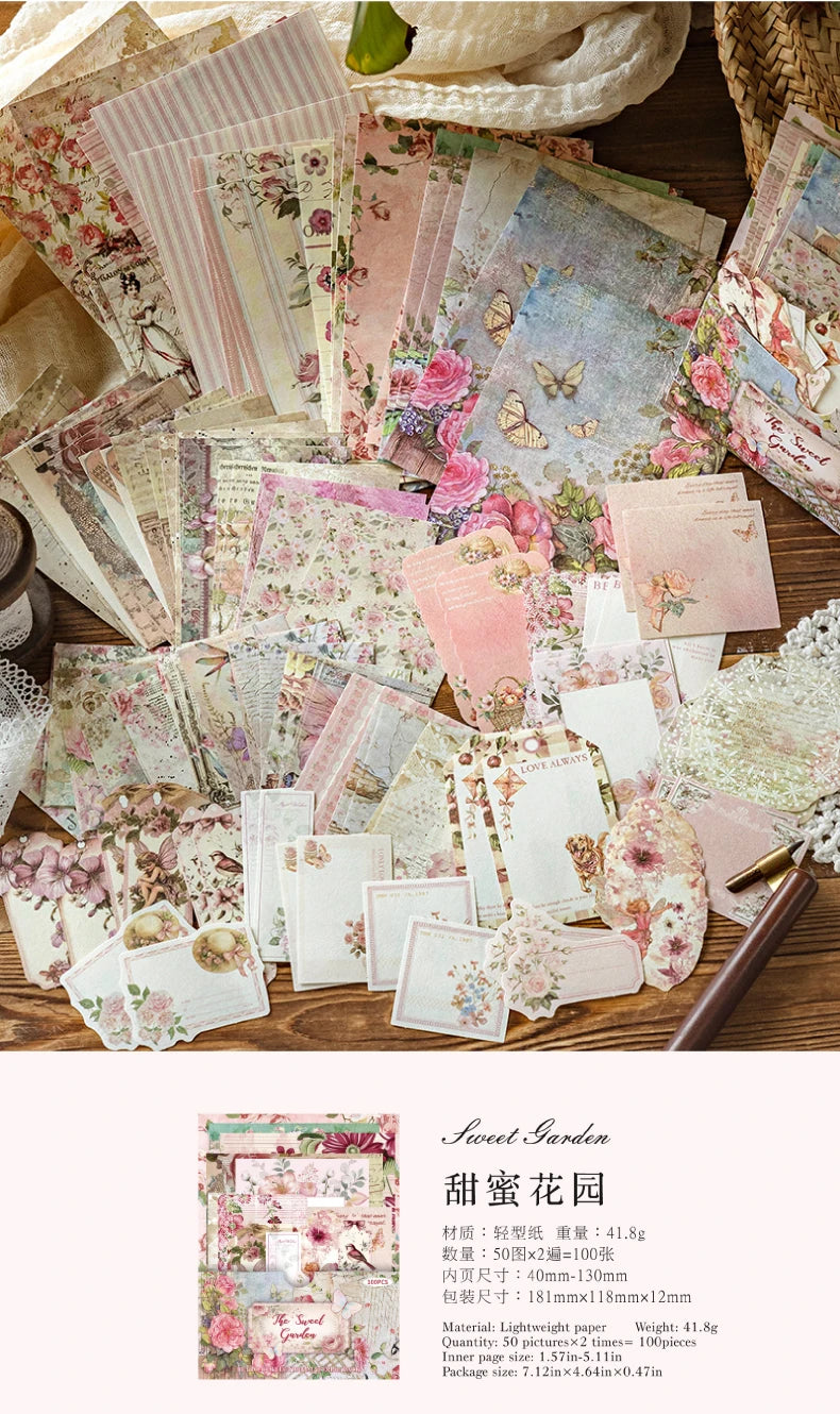 400pcs Garden Post Office Collection Light Paper Material Pack DIY Handbook Collage Journal Notebook Scrapbook Envelope