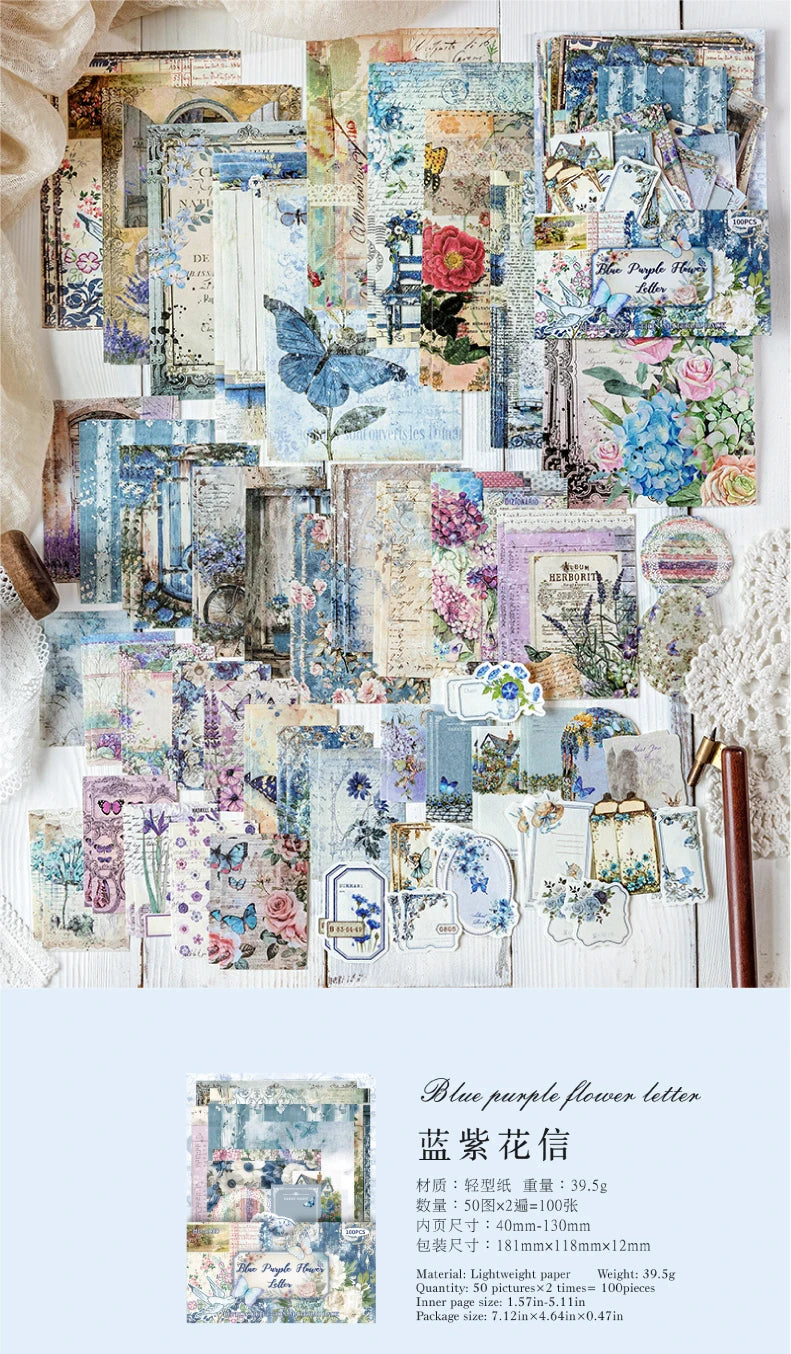 400pcs Garden Post Office Collection Light Paper Material Pack DIY Handbook Collage Journal Notebook Scrapbook Envelope