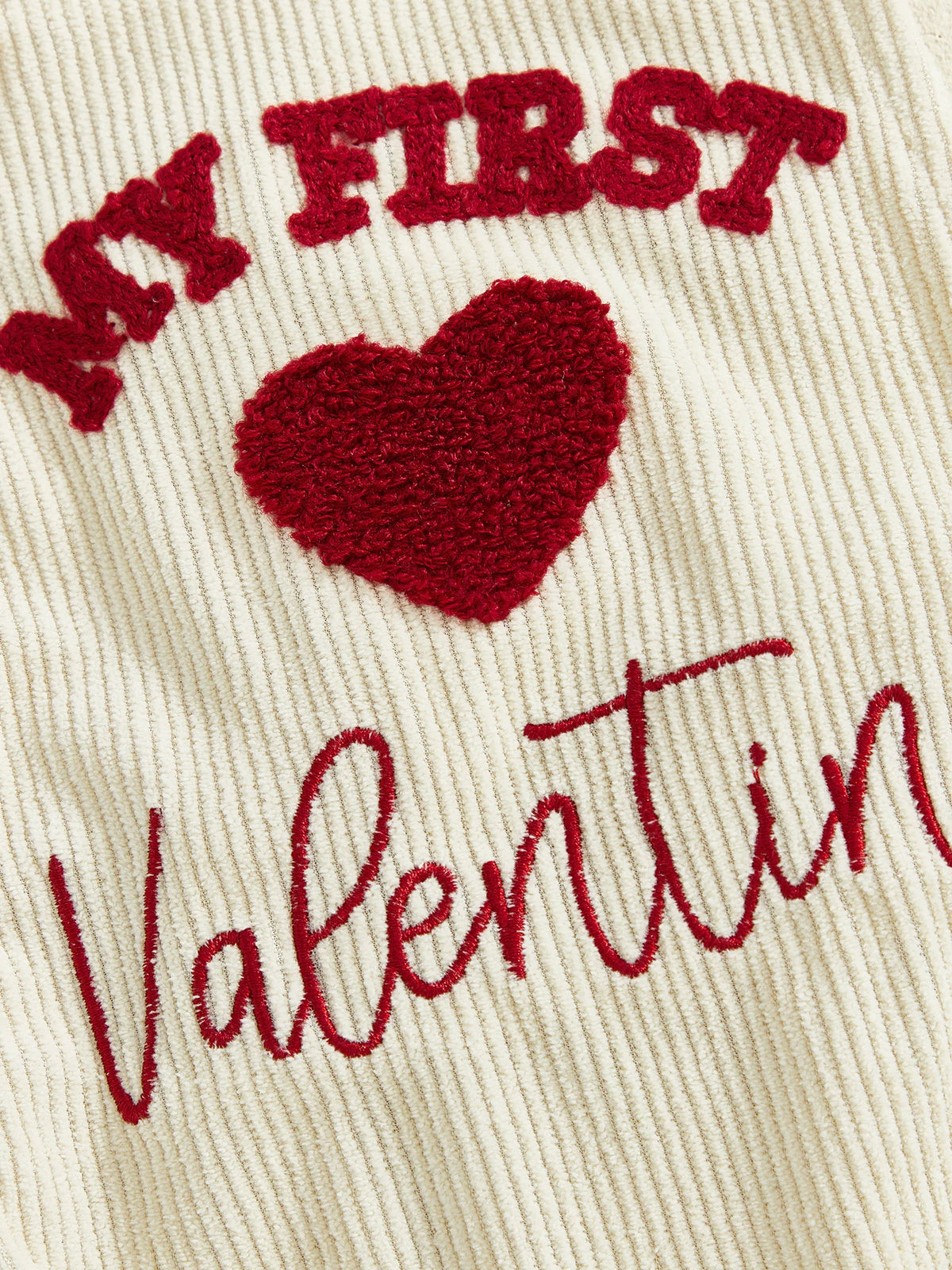 My First Valentines Day Baby Girl Boy Outfit Newborn Love Heart Romper Corduroy Sleeveless Bodysuit 0-18 Months