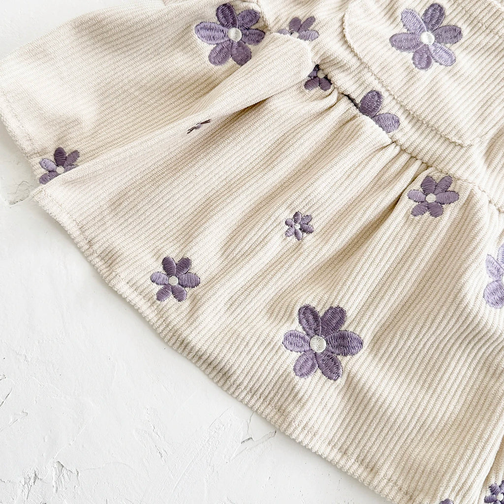 Toddler Infant Girls Denim Dresses Flowers Embroidery Strap Knee-Length Kids' Dresses One-piece 0-3 Years Overall Girl Clothes