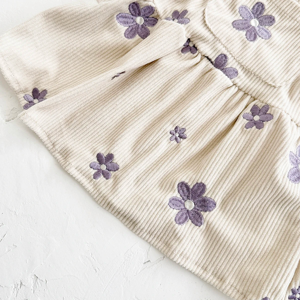 Toddler Infant Girls Denim Dresses Flowers Embroidery Strap Knee-Length Kids' Dresses One-piece 0-3 Years Overall Girl Clothes