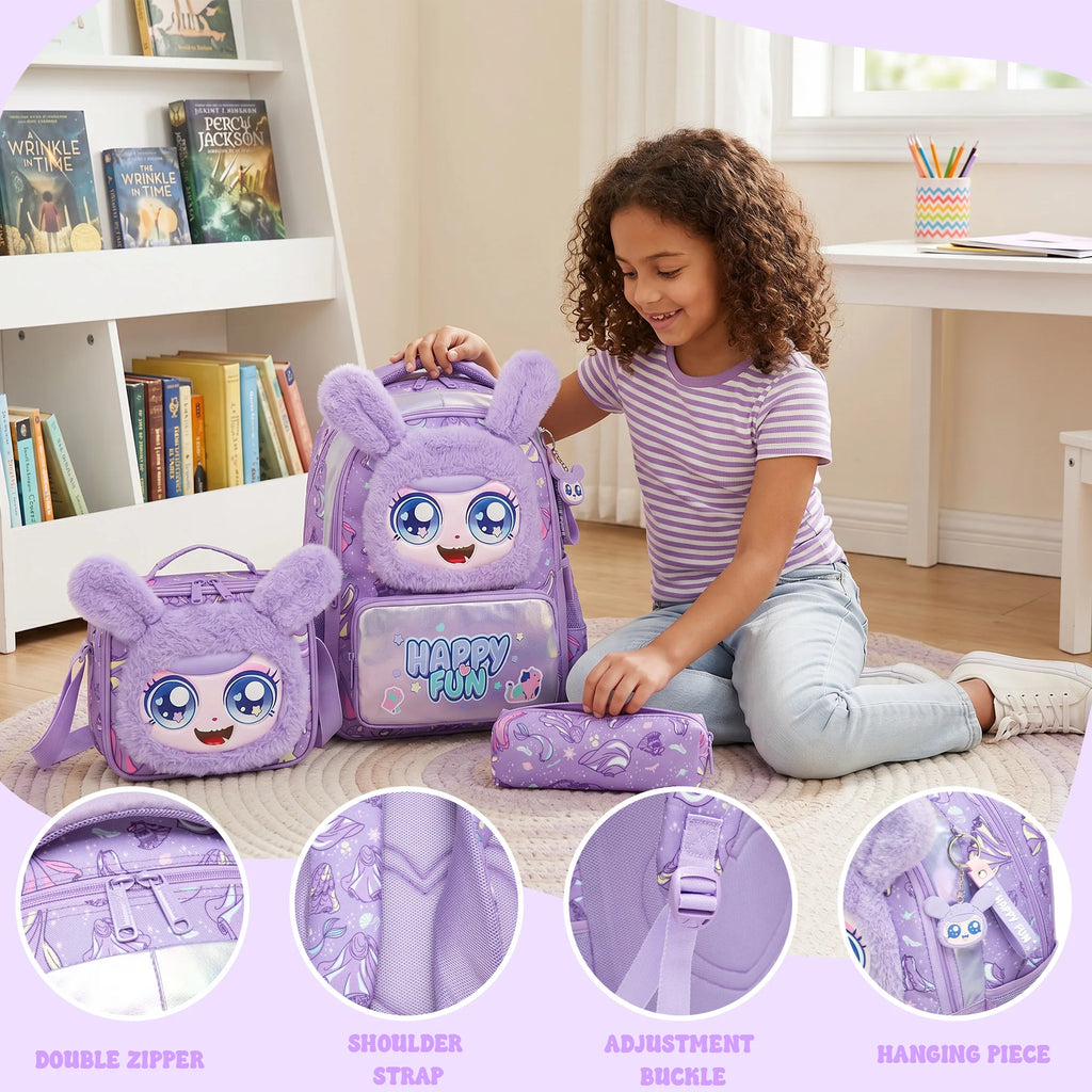Kids School Backpacks for Girls Boys Backpack with Lunch Bag for Elmentary Students