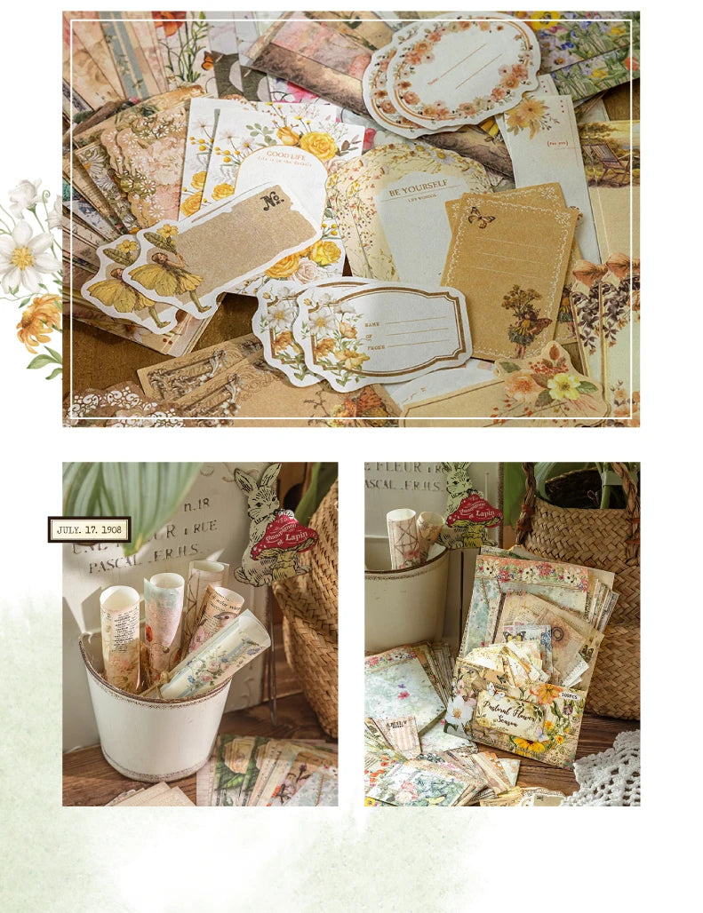 400pcs Garden Post Office Collection Light Paper Material Pack DIY Handbook Collage Journal Notebook Scrapbook Envelope