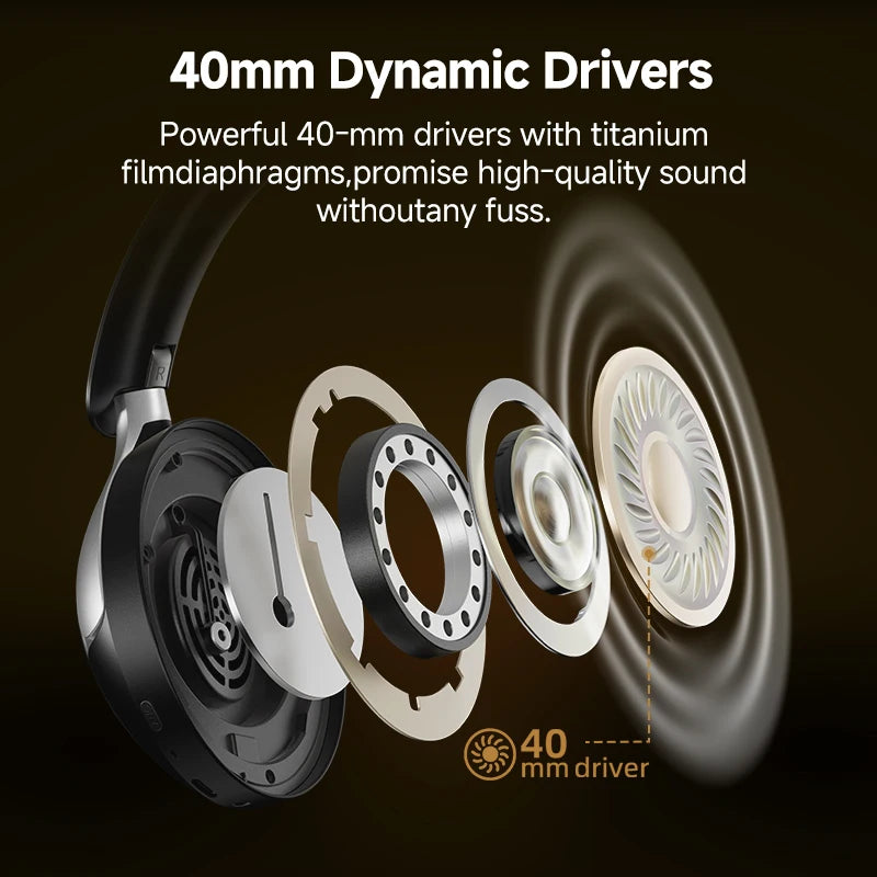 QCY H3 Pro ANC  Wireless Headphones 50dB Noise Canceling Bluetooth 5.4 LDAC Hi-Res Spatial Audio Over-Ear Headset 55H Playtime