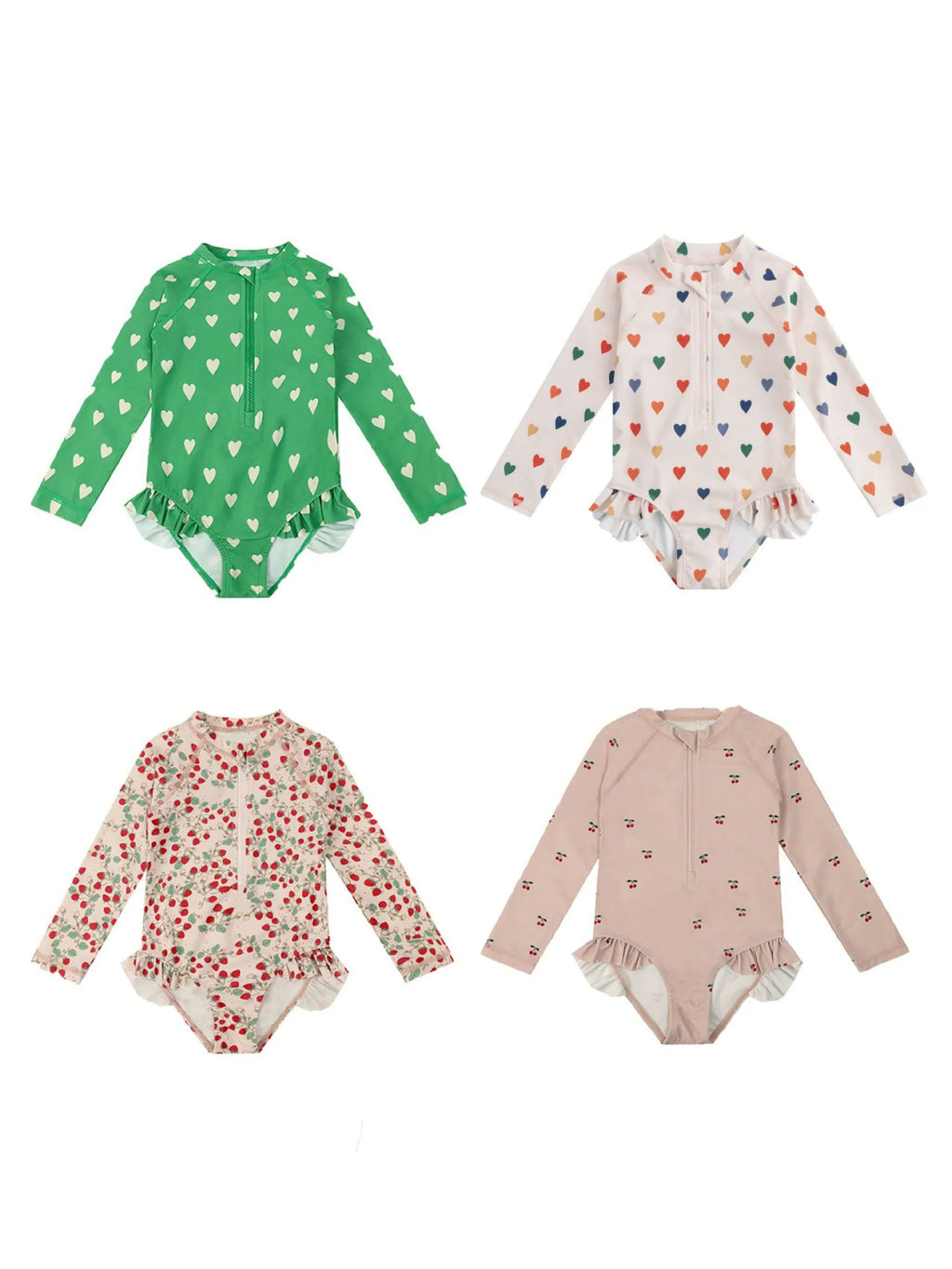 deer jonmi New 2026 Summer Toddlers Girls Printed Long Sleeve Swimsuits Ruffles Sunproof One-piece Children Beach Swimwear