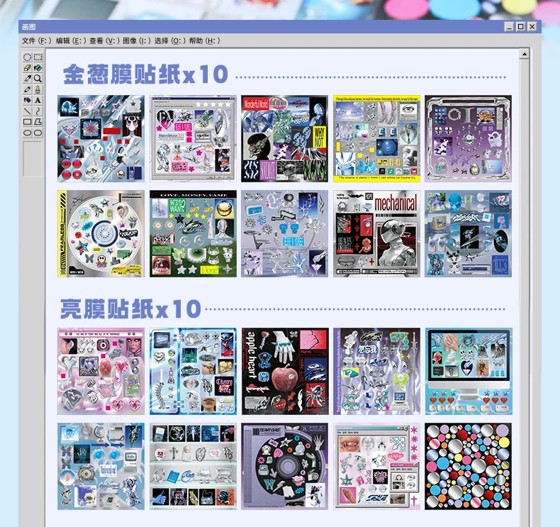 JIAMEI 30sheets Retro and Future Series Kawaii Ins Die Cutting Font Stickers Book DIY Diary Clipbook Aesthetics Stickers