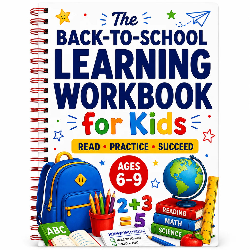 Back to School Learning Workbook for Kids Ages 6-9: Reading, Math & Science Practice Book for Elementary Grades 1-3