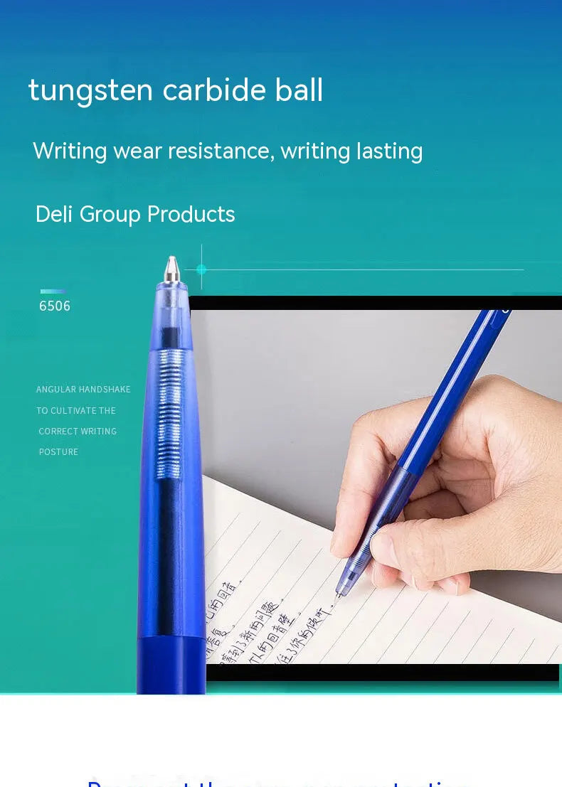 DELI-Bullet Tip Ballpoint Pen Set, Fine Point 0.7mm, Blue Ink, Office and School Supplies, Stationery